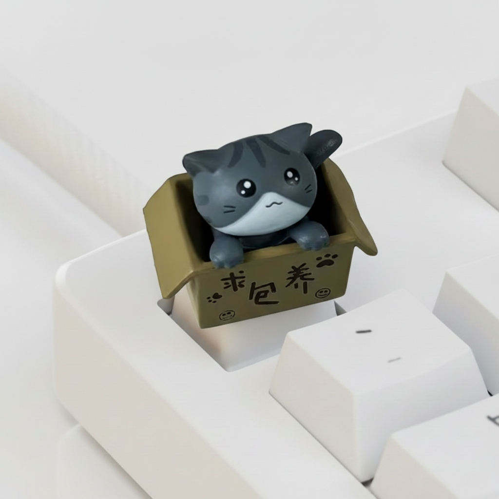 cute kitty(gray) keycap