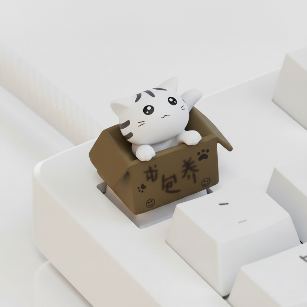 cute kitty keycap (white)