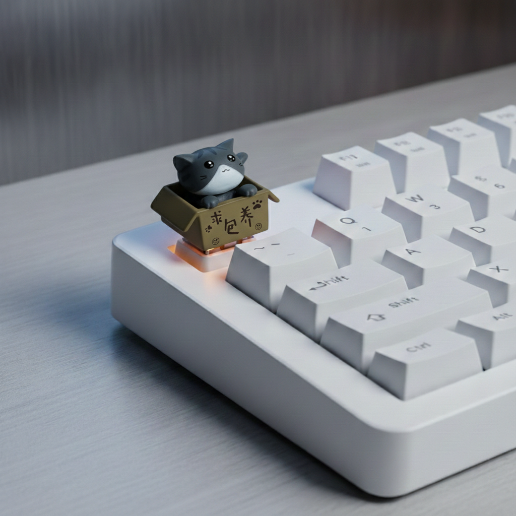cute kitty(gray) keycap